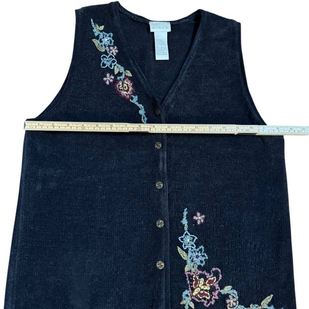 Vintage Koret Sweater Vest Floral Embroidery Button Front Sz S - Picture 5 of 8